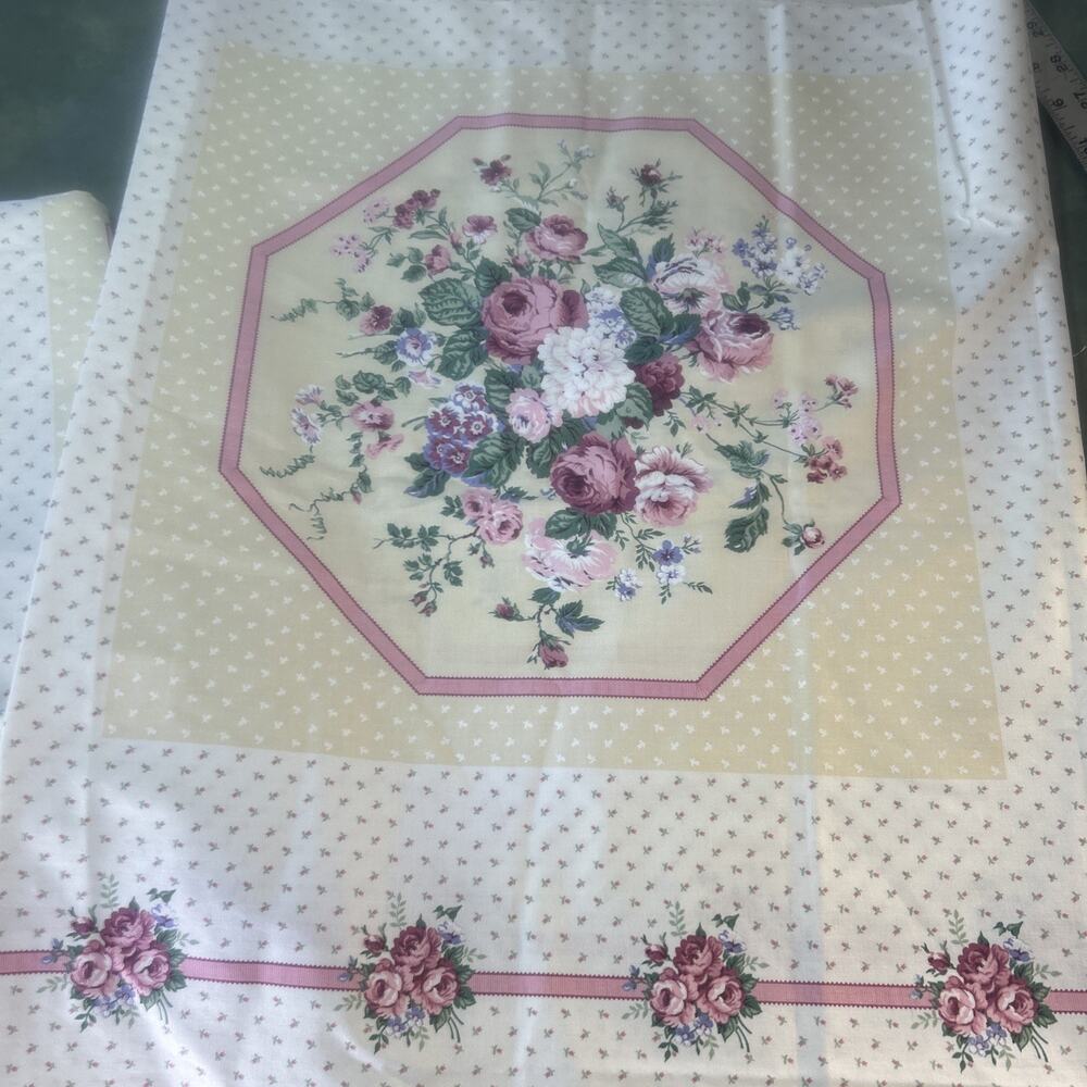 SOLD  VIP Floral Fabric 2 Panels 44x104 Heavy Cottage Farmhouse Chic Roses